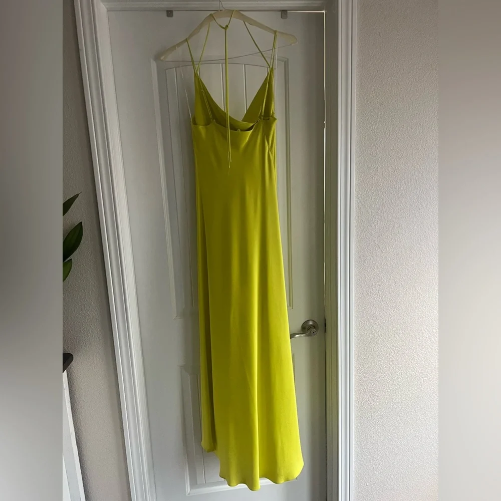 Zara Bright Yellow Midi Cowl Neck Dress - Picture 4 of 6